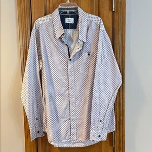 Level Ten Men’s White Shirt with Navy Micro Pattern size large NWOT